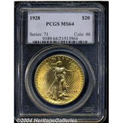 1928 $20 MS64 PCGS. Well struck, with full,