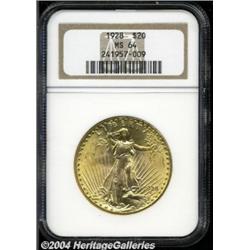 1928 $20 MS64 NGC. This bright and