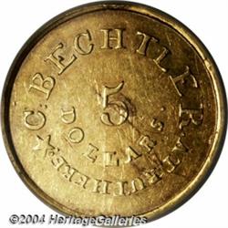 (1837-42) $5 C. Bechtler Five Dollar, 134G,