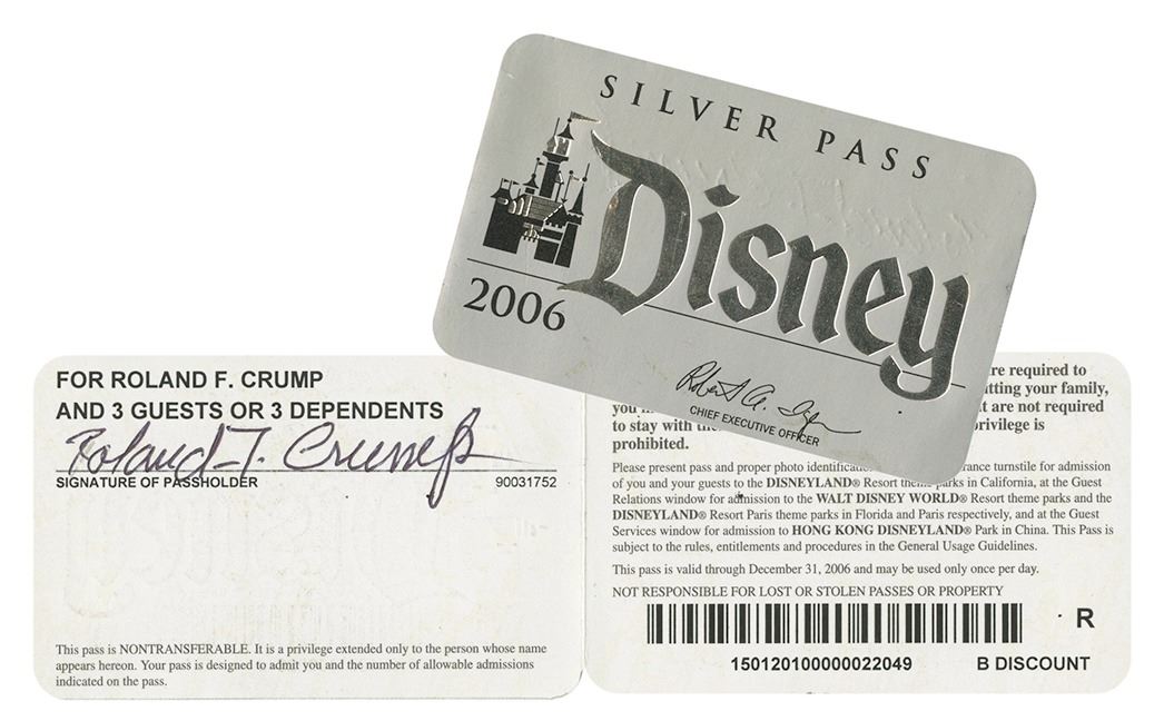 Rolly Crump Signed Disney Silver Pass  rolly-crump-signed-disney-silver-pass