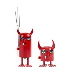 Pair of "Devil" Hand-Painted Push-Down Toys.