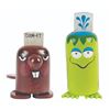 Image 1 : "Beaver" & "Frog" Hand-Painted Push-Down Toys.