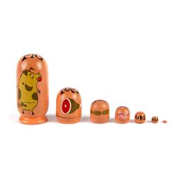 "Pig" Hand-Painted Nesting Doll.