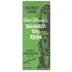 Signed "Enchanted Tiki Room" Wooden Ticket Plaque.