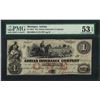 Image 1 : 1853 $1 The Adrian Insurance Company Obsolete Note PMG About Uncirculated 53EPQ