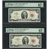 Image 1 : Lot of (2) Consecutive 1963 $2 Legal Tender Notes PMG Superb Gem Uncirculated 67