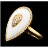 Image 2 : 14KT Rose Gold 4.56 ctw White Onyx and Diamond Ring