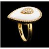 Image 4 : 14KT Rose Gold 4.56 ctw White Onyx and Diamond Ring