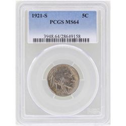 1921-S Buffalo Nickel Coin PCGS MS64