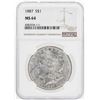 Image 1 : 1887 $1 Morgan Silver Dollar Coin NGC MS64