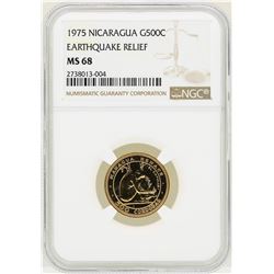 1975 Nicaragua 500 Cordobas Gold Coin NGC MS68