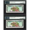 Image 2 : Lot of (2) Consecutive 1988 $1 Disney Dollars Notes PMG Gem Uncirculated 66EPQ