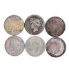 Image 1 : Lot of (6) $1 Peace Silver Dollar Coins