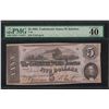 Image 1 : 1862 $5 Confederate State of America Note T-53 PMG Extremely Fine 40