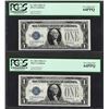 Image 1 : (2) Consecutive 1928A $1 Funnyback Silver Certificate Notes PCGS Very Choice New