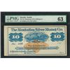 Image 1 : 1870's $10 The Manhattan Silver Mining Co. Obsolete Note PMG Choice Uncirculated