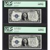 Image 1 : (2) Consecutive 1928A $1 Funnyback Silver Certificate Notes PCGS Very Choice New