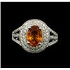 Image 1 : 14KT White Gold 2.20 ctw Mandarin Spessartite and Diamond Ring