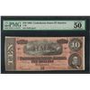 Image 1 : 1864 $10 Confederate States of America Note T-68 PMG About Uncirculated 50EPQ