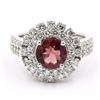 Image 1 : 14KT White Gold 3.03 ctw Round Cut Pink Tourmaline and Diamond Engagement Ring