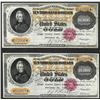 Image 1 : Lot of (2) Consecutive 1900 $10,000 Gold Certificate Notes