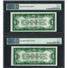 Image 2 : Lot of (2) Consecutive 1928B $1 Silver Certificate Notes PMG Gem Uncirculated 66
