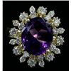 Image 3 : 14KT Yellow Gold 4.59 ctw Amethyst and Diamond Ring