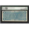 Image 2 : 1864 $5 Confederate States of America Note T-69 PMG Uncirculated 62