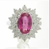 Image 2 : 14KT White Gold 3.66 ctw Round Cut Rubellite and Diamond Flower Ring