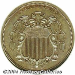 1866 5C Shield Five Cents, Judd-490,