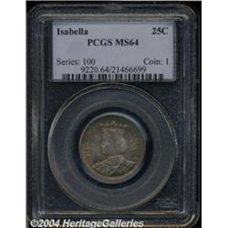 1893 25C Isabella Quarter MS64 PCGS. This