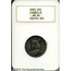 1893 25C Isabella Quarter MS64 NGC. Original