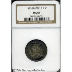 1893 25C Isabella Quarter MS64 NGC. Superbly
