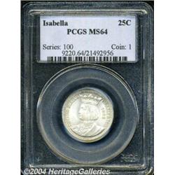 1893 25C Isabella Quarter MS64 PCGS. Typically