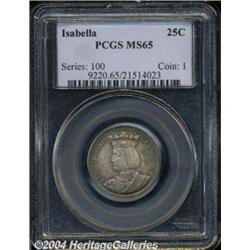 1893 25C Isabella Quarter MS65 PCGS. Well