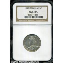 1893 25C Isabella MS61 Prooflike NGC. Well