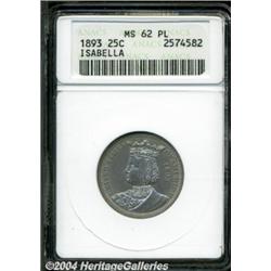 1893 25C Isabella MS62 Prooflike ANACS. This