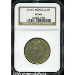 1935-D 50C Arkansas MS66 NGC. Uncommonly free