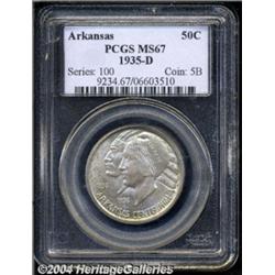1935-D 50C Arkansas MS67 PCGS. Speckled