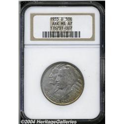 1935-D 50C Arkansas MS67 NGC. Sharply struck