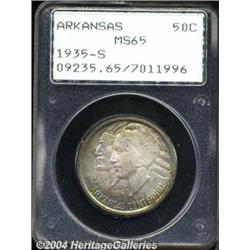 1935-S 50C Arkansas MS65 PCGS. Golden-brown,