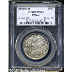1936-S 50C Arkansas MS65 PCGS. Speckled