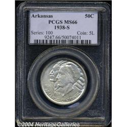 1938-S 50C Arkansas MS66 PCGS. A crisply