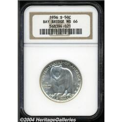 1936-S 50C Bay Bridge MS66 NGC. Untoned with