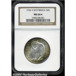 1936-S 50C Bay Bridge MS66 S NGC. Golden-brown