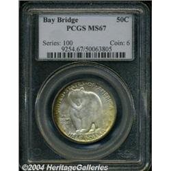 1936-S 50C Bay Bridge MS67 PCGS. Lightly and