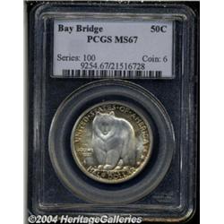 1936-S 50C Bay Bridge MS67 PCGS. Fully struck
