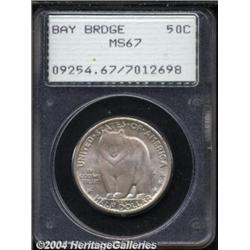 1936-S 50C Bay Bridge MS67 PCGS. Light gold