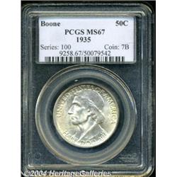 1935 50C Boone MS67 PCGS. Speckled brown and