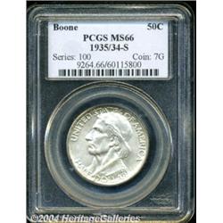 1935/34-S 50C Boone MS66 PCGS. The satin-like